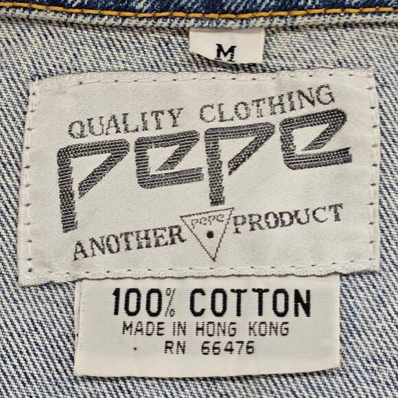 Vintage Pepe Jean Jackent Mens Medium Blue 80s Trucker Style Denim Stone Wash - Picture 11 of 16